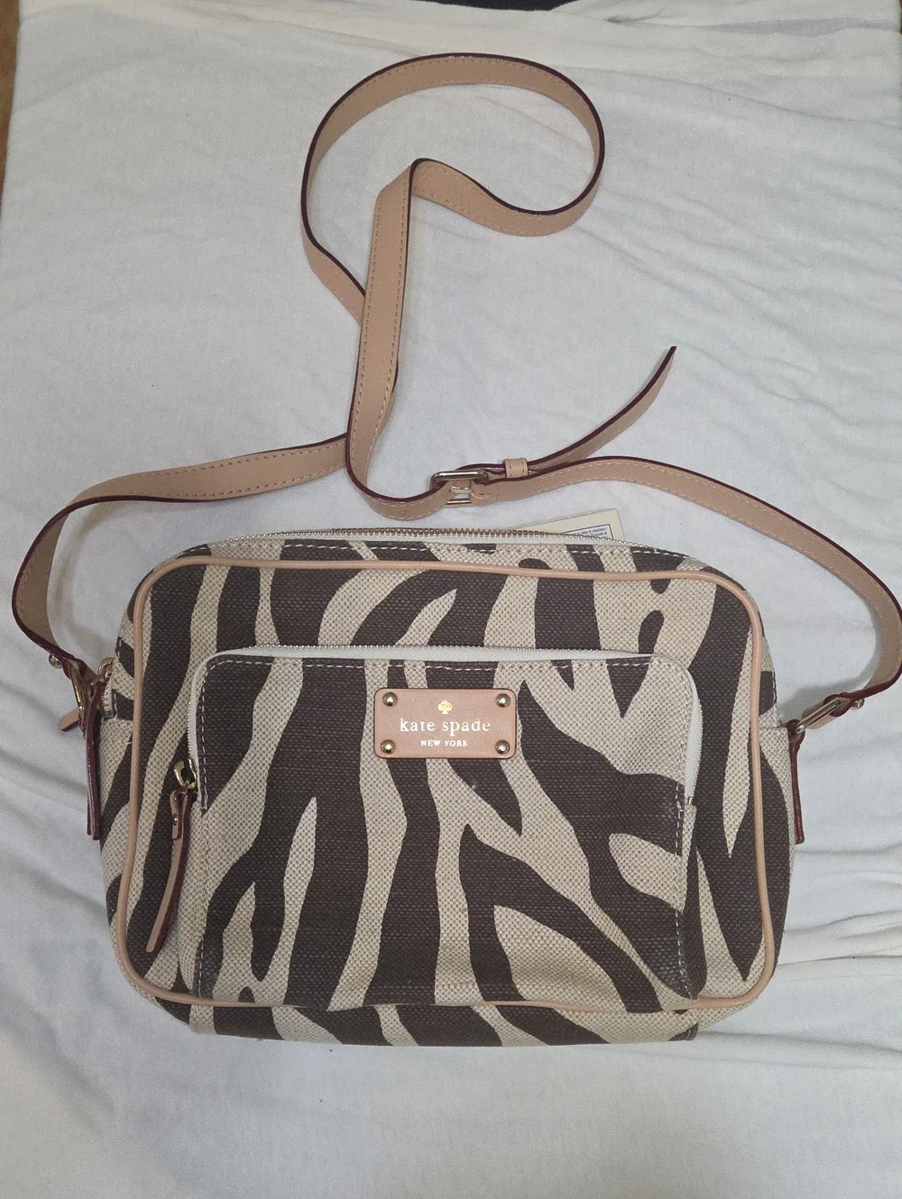 kate spade Beige and Brown Zebra-Print Crossbody
